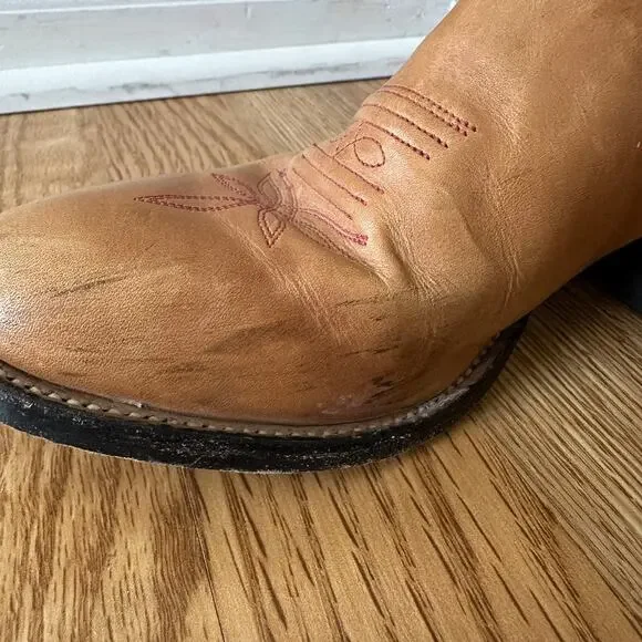 Tony Lama Leather Cowboy Boots Womens 6.5M Embroidered Western Boho Red Brown - Picture 7 of 11